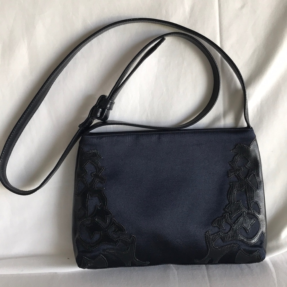 Sharif dark blue fabric/ leather shoulder bag